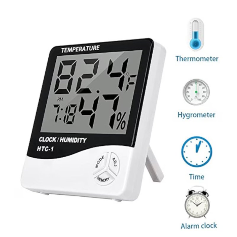 Digital thermometer and hygrometer for room, electronic clock with hygrometer and alarm – DigitalRoomClock » Murzl Digital thermometer and hygrometer for room with clock and alarm