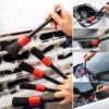 Set of 5 multifunctional brushes for car cleaning