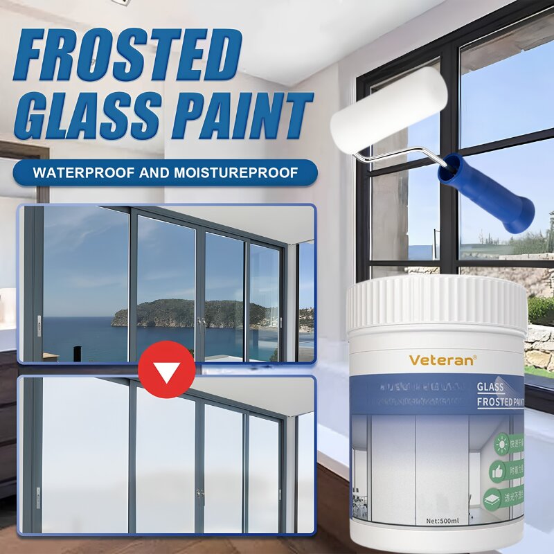 Matte glass paint, 500 ml with roller, for frosting windows and glass doors – Matte Glass Paint » Murzl Matte glass paint 500 ml with roller for frosting windows and glass doors